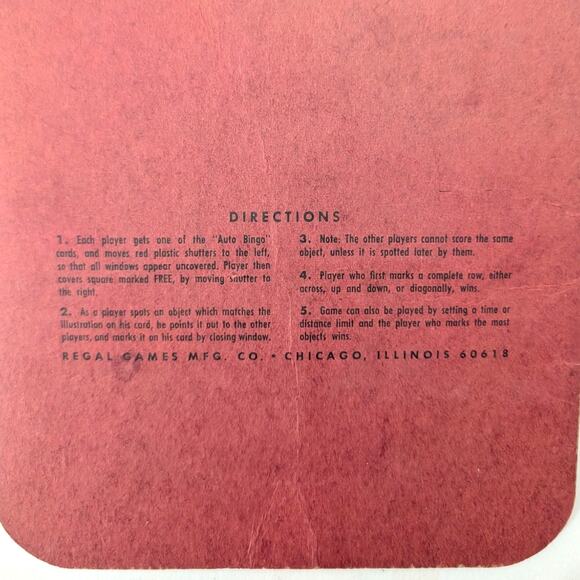 Lot of 7 Vtg Travel Cardboard Auto Bingo Cards by Regal Games  Pink Blue Green - Picture 12 of 16